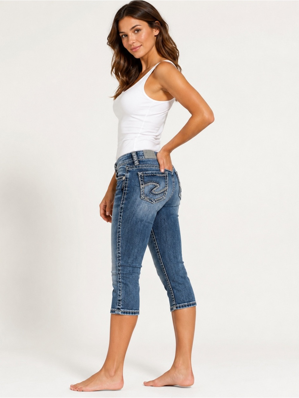 Silver Jeans Co. Suki Mid Capri Women’s W31 Blue Cropped Capri Jeans